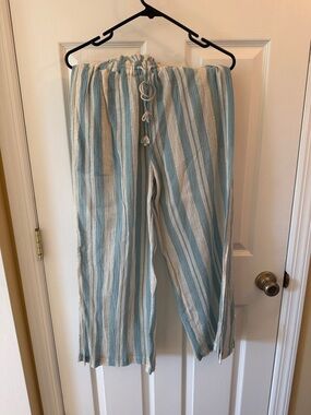 Joie Sylar lagoon Blue and Cream Striped pants